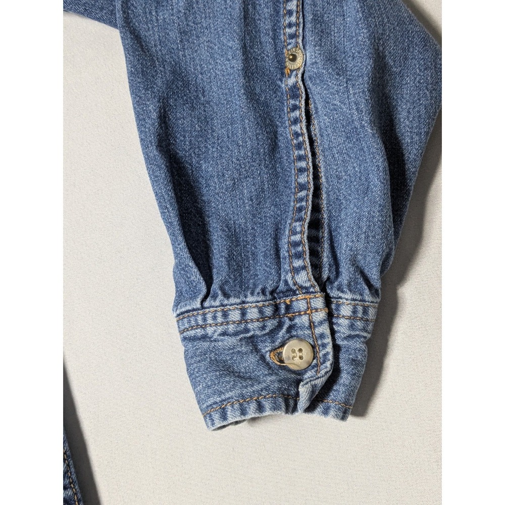 VTG 80s CALVIN KLEIN Weathered American Classic Blue Denim Shirt - Women Medium - Picture 12 of 16